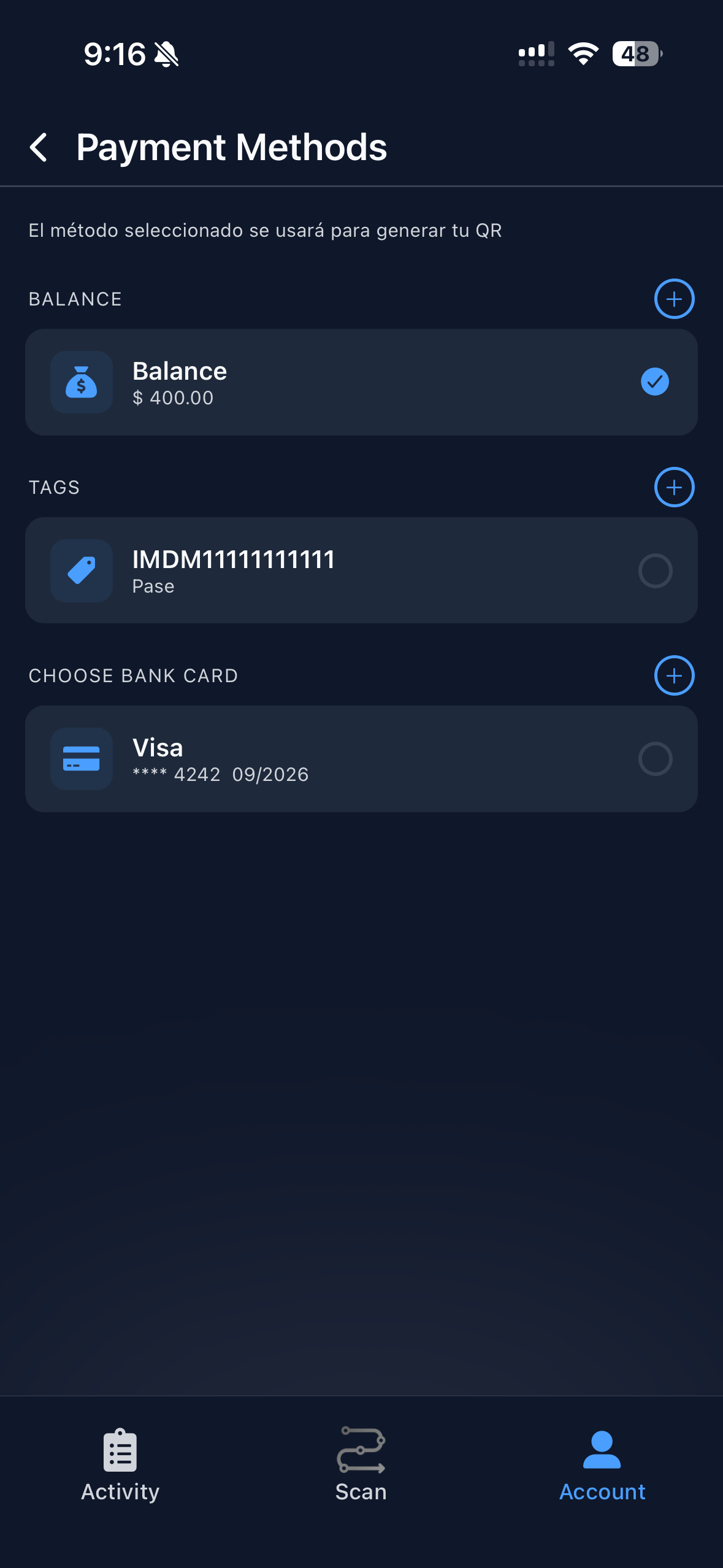 Métodos de pago en Accessbot